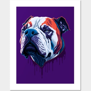 American Bulldog Ink Driiping Posters and Art